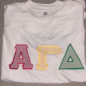 Alpha Gamma Delta Thick White Letter Tee (Medium)